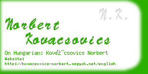 norbert kovacsovics business card